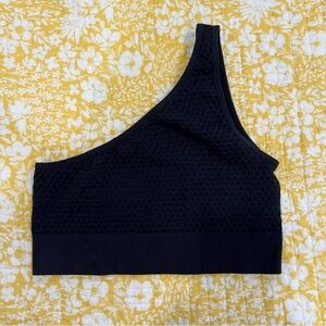 Black one shoulder crop top